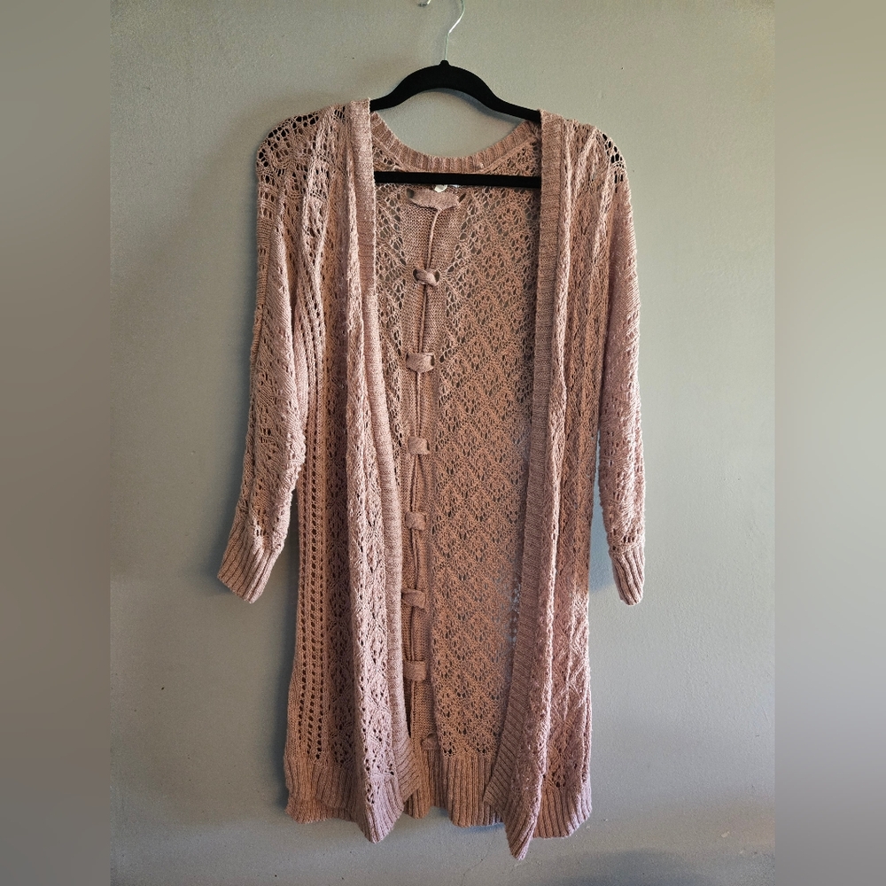 Maurices Women's Pink Open-Front Cardigan